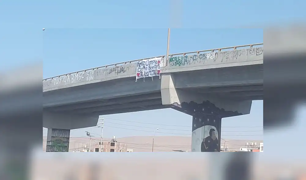 Tacna: joven arriesga su vida subiendo a puente para dejar un mensaje de amor