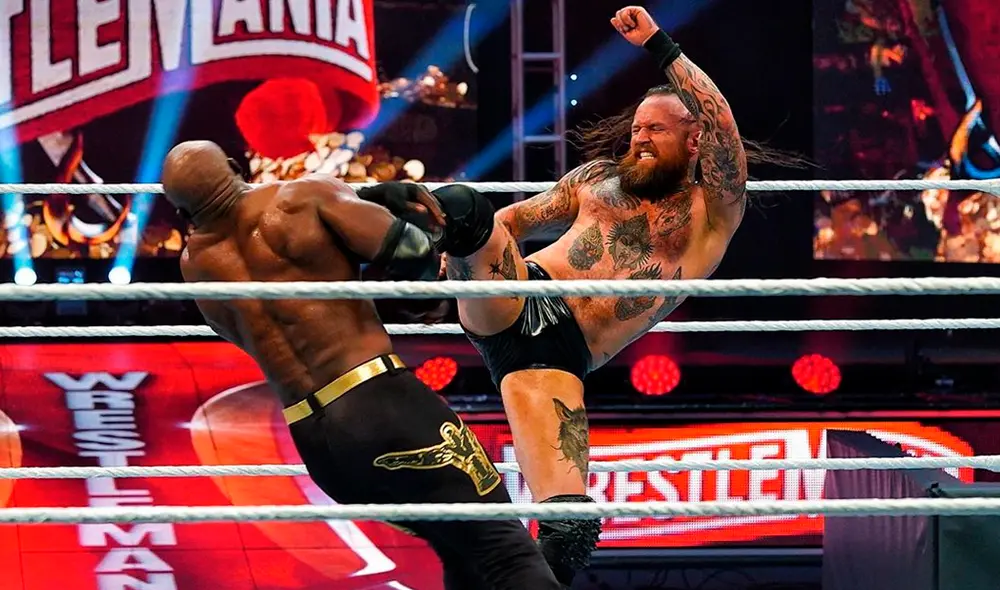Aleister Black venció a Bobby Lashley en WWE WrestleMania 36. Foto: WWE