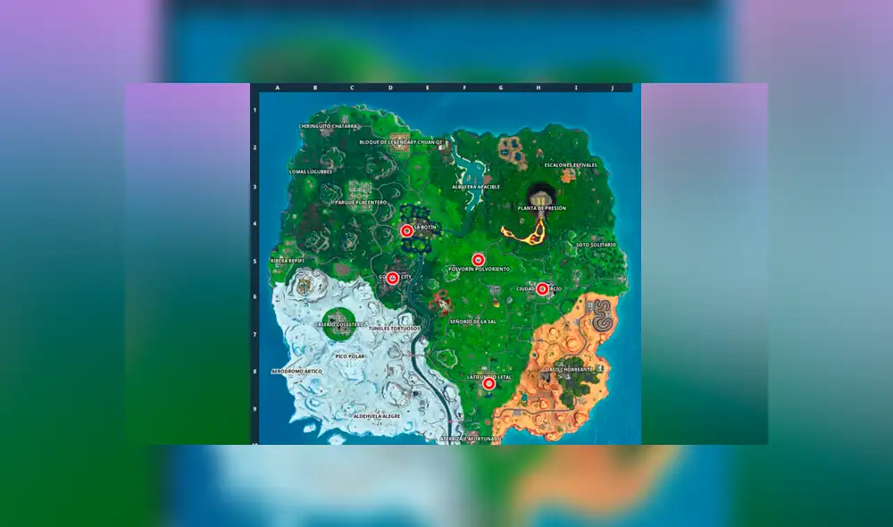 Mapa con todos los botes de gas del Joker.