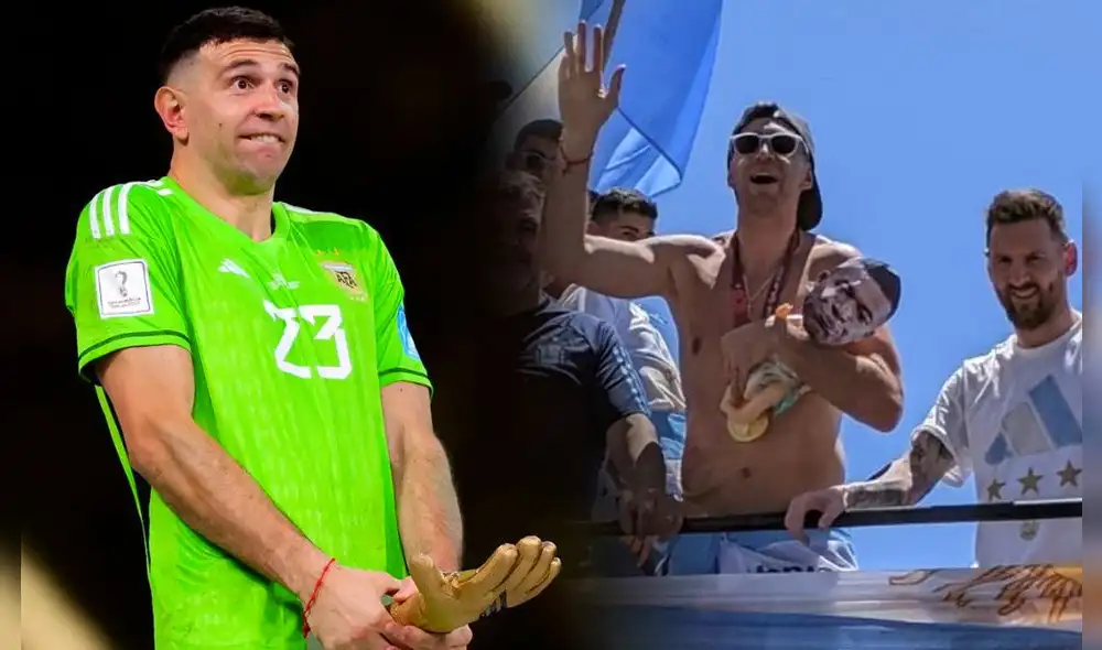 'Dibu' Martínez fue premiado como el mejor portero del Mundial Qatar 2022. Foto: composición LR/EFE/Twitter