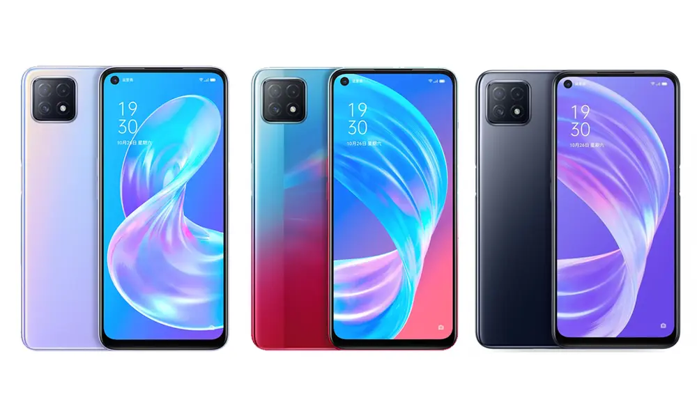 El Oppo A72 5G estará disponible en color Neon (degradado azul y rojo), Oxygen Violet (violeta) y Simple black (negro). | Foto: Oppo El Oppo A72 5G estará disponible en color Neon (degradado azul y rojo), Oxygen Violet (violeta) y Simple black (negro). | Foto: Oppo