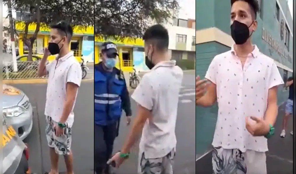 Joven pidió ayuda a su madre para que no lo intervengan. Foto: captura video Twitter