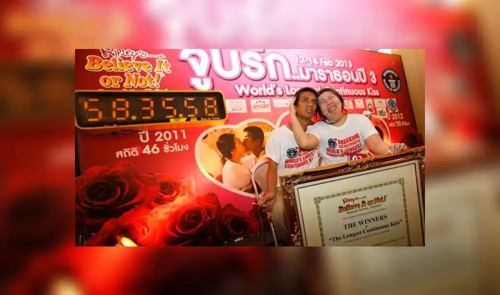 Una pareja en Tailandia se besó durante 58 horas seguidas en un concurso y ganó dos anillos de diamante y 2.500 euros. (Foto: Telesur)