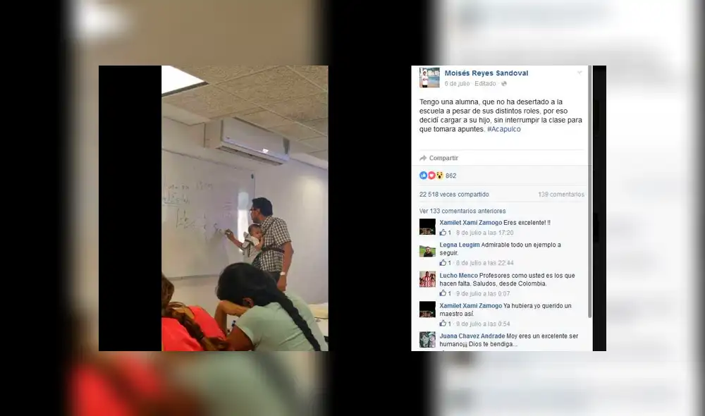 El docente se ganó el aplauso de cientos de usuarios en Facebook tras la viralización del singular gesto que tuvo con su alumna