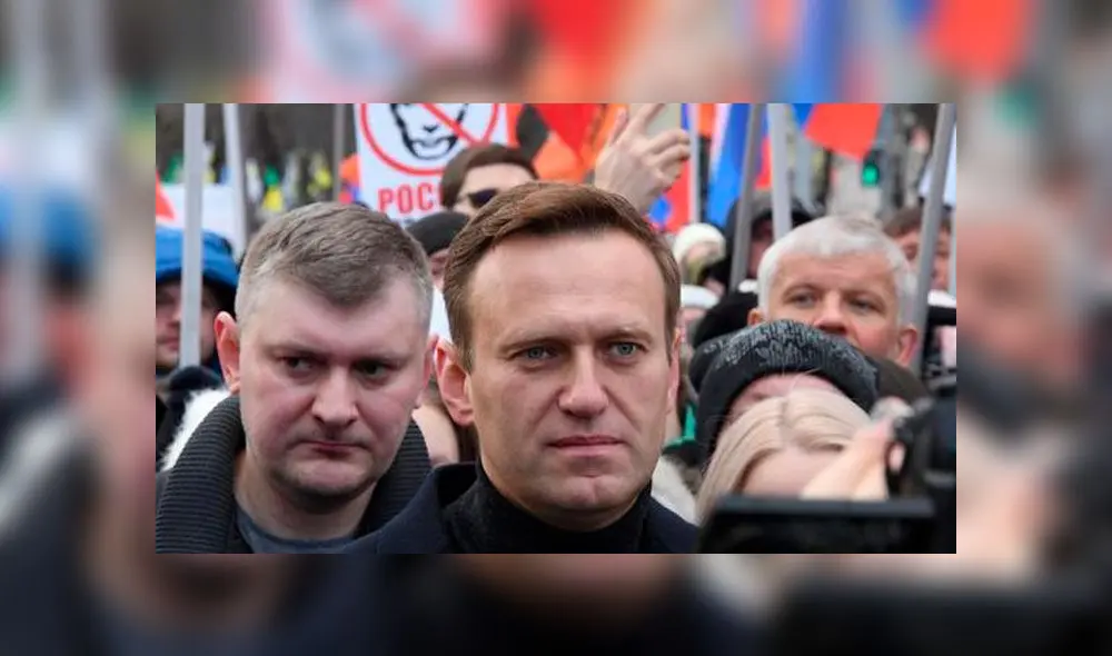 Alexei Nalvany, opositor de Rusia en una protesta. Foto: AFP.