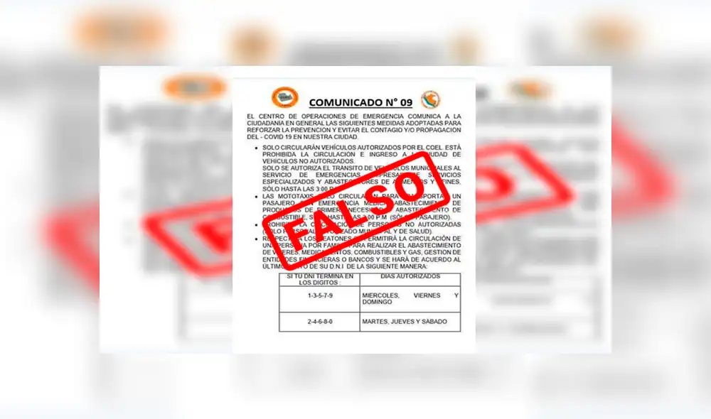 En el “falso comunicado” se establecen medidas para reforzar la prevención y evitar el contagio o propagación del COVID-19. En el “falso comunicado” se establecen medidas para reforzar la prevención y evitar el contagio o propagación del COVID-19.