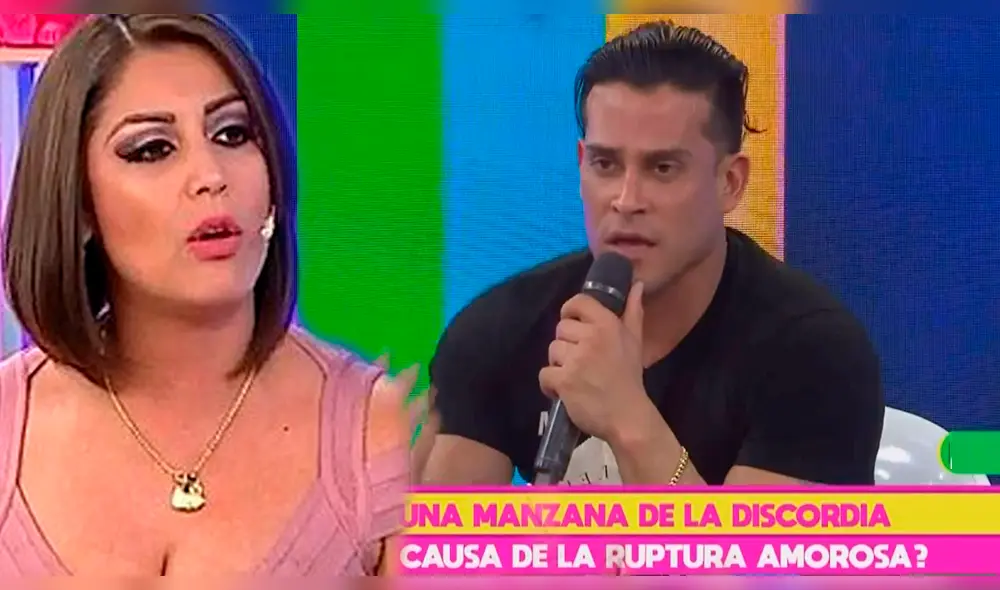 Karla Tarazona se retira del set ante la presencia de Christian Domínguez
