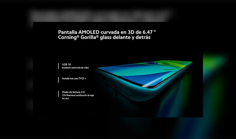 Pantalla AMOLED del Xiaomi Mi Note 10.