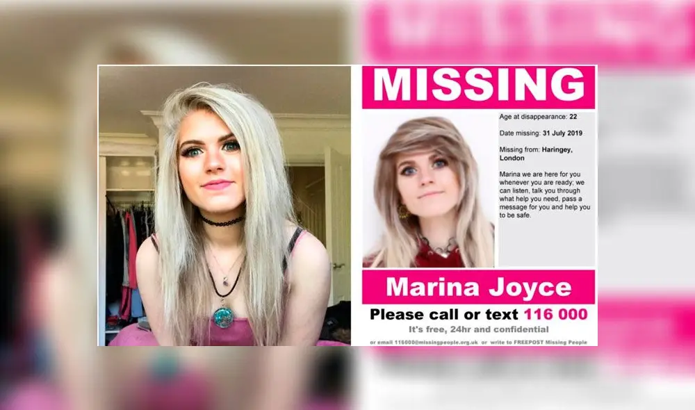 Marina Joyce no ha publicado en sus redes sociales desde el 24 de junio. Fotos: Instagram/Missing People. Marina Joyce no ha publicado en sus redes sociales desde el 24 de junio. Fotos: Instagram/Missing People.