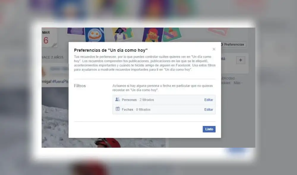 Evita "Un día como hoy" de Facebook.