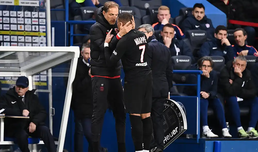 Kylian Mbappé tuvo acalorada discusión con su técnico Thomas Tüchel, luego de ser sustituido por Mauro Icardi durante el partido frente al Montpellier.