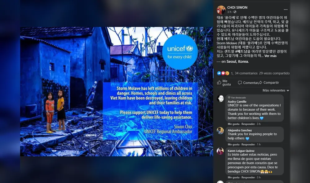 Post de Siwon en redes sociales. Foto: Captura Facebook