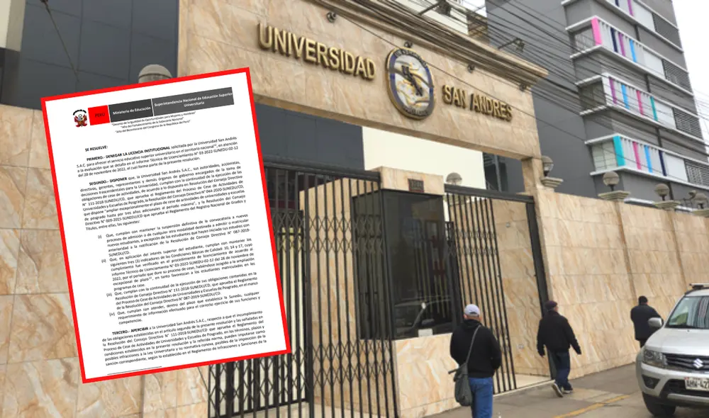 Sunedu deniega nuevo licenciamiento a Universidad San Andrés de Independencia: ¿afecta a estudiantes? | Minedu | USAN. Foto: composición LR/El Peruano/captura de Resolución 132-2022-SUNEDU/CD