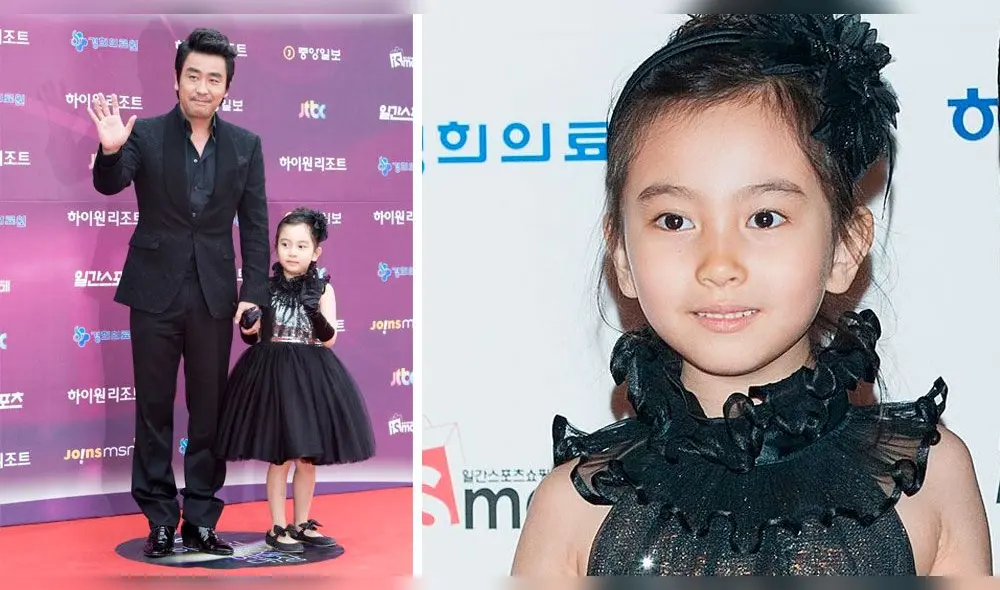 El actor coreano Ryu Seung Ryong y la actriz infantil Kal So Won en la red carpet de los Paeksang Arts Awards 2013.