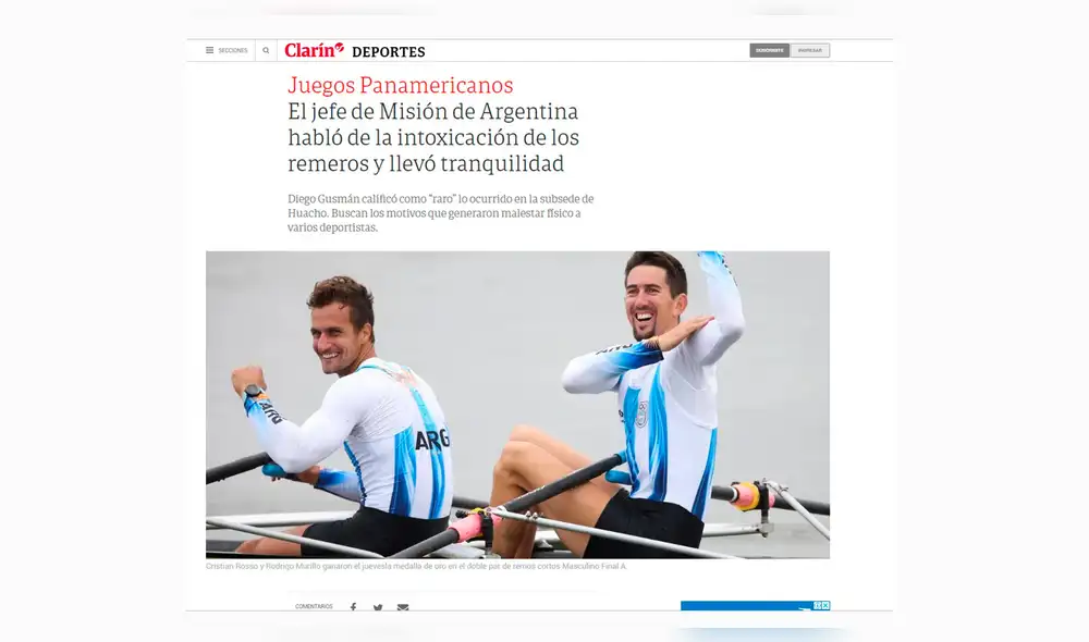 Juegos Panamericanos: atletas se intoxicaron en sede de remo Juegos Panamericanos: atletas se intoxicaron en sede de remo