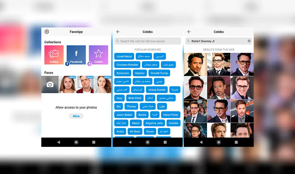 FaceApp cuenta con una galería que te permite modificar el aspecto de tus celebridades favoritas.