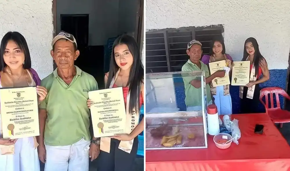 Estudiantes colombianas se gradúan y comparten el logro con el vendedor de comida que las apoyó durante su carrera.