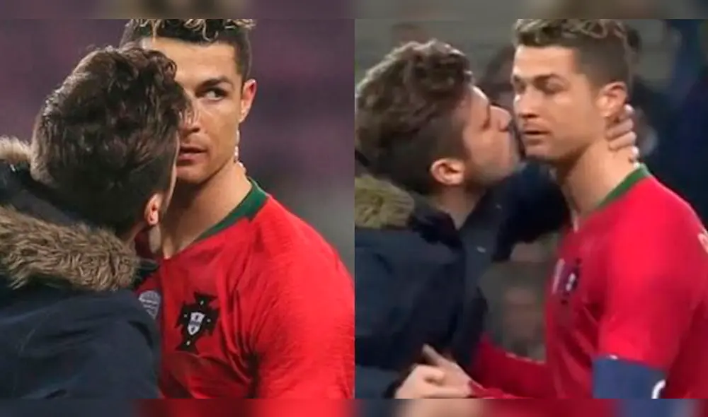Cristiano Ronaldo recibe beso de aficionado en pleno partido [VIDEO]