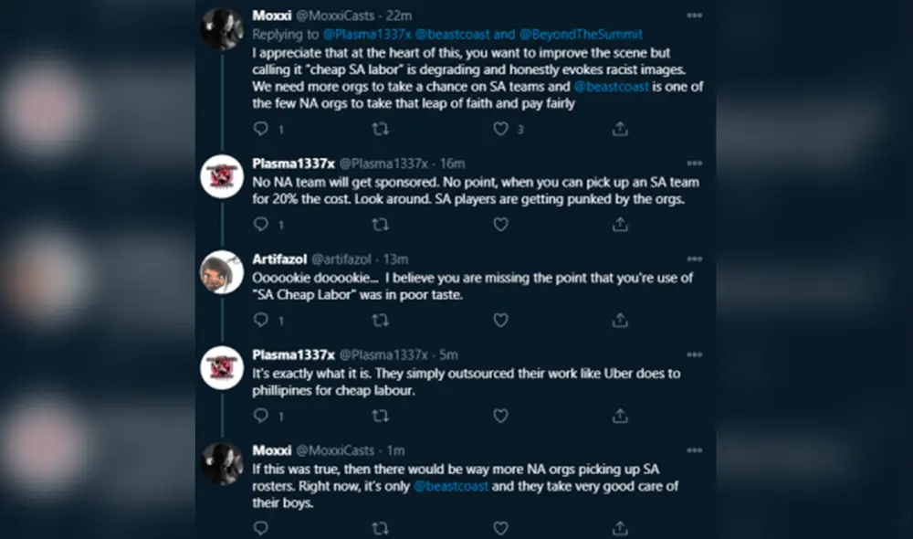 Personalidades de Dota 2 se muestran en contra de los comentarios hechos por el manager de Plasma1337x. Foto captura: Twitter