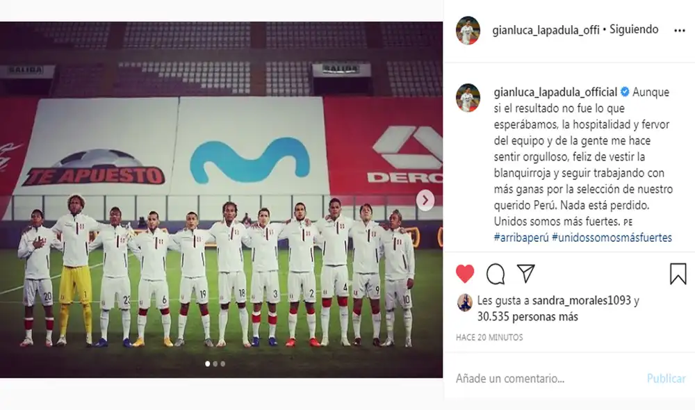 Publicación de Gianluca Lapadula en instagram.