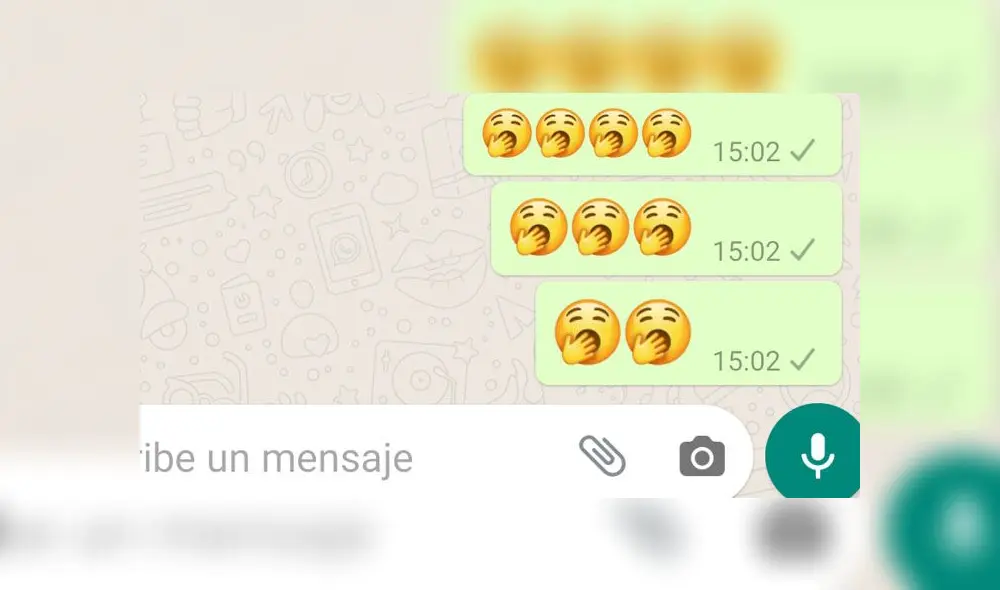 WhatsApp y el emoji de la cara bostezando.