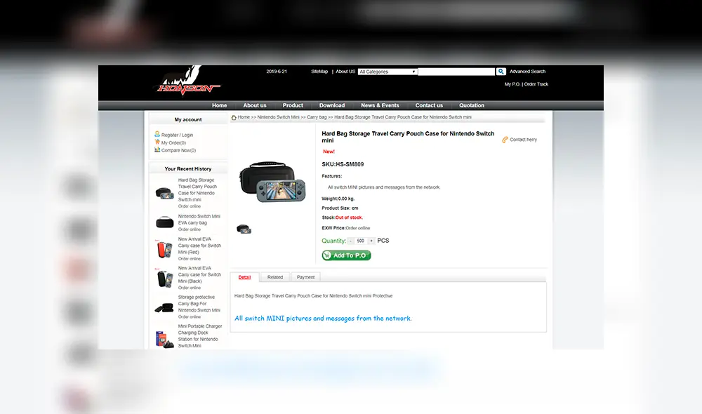 'Nintendo Switch Mini' revelada en tienda de accesorios HonSon.