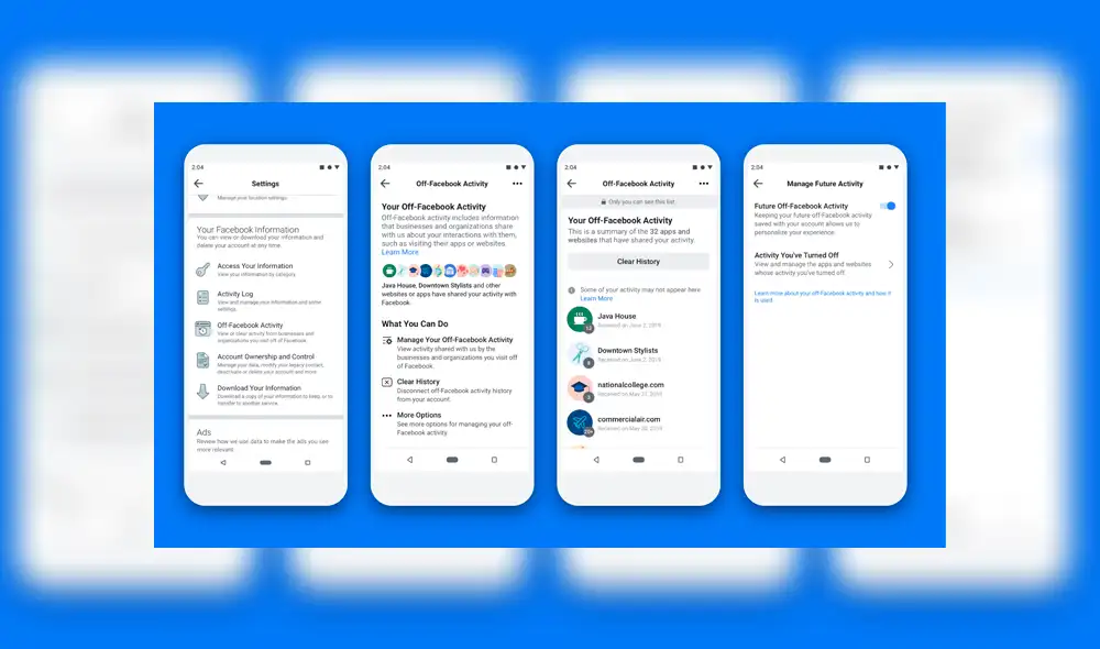 Cómo eliminar la actividad fuera de Facebook. | Foto: Facebook