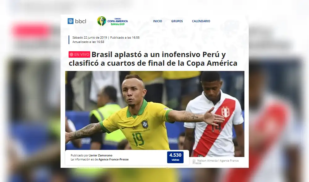 Perú vs. Brasil por Copa América 2019: Así informó la prensa internacional