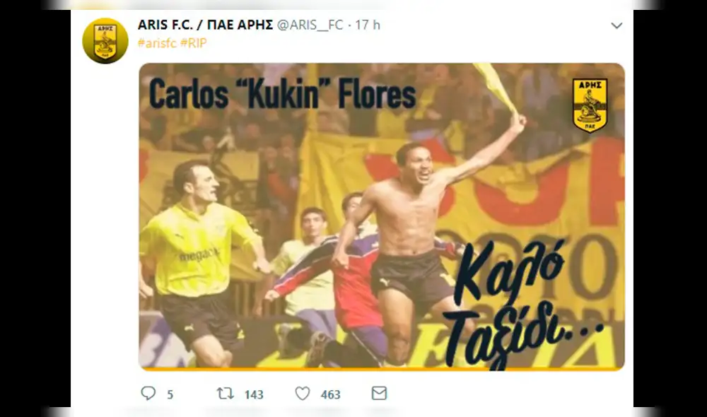 Desde Grecia despiden a Carlos ‘Kukín’ Flores con sentido mensaje [FOTO]