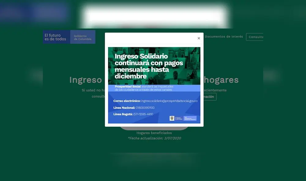 Ingreso Solidario Colombia: ¿cómo cobrar los tres giros del subsidio monetario? Foto: captura web DPN.