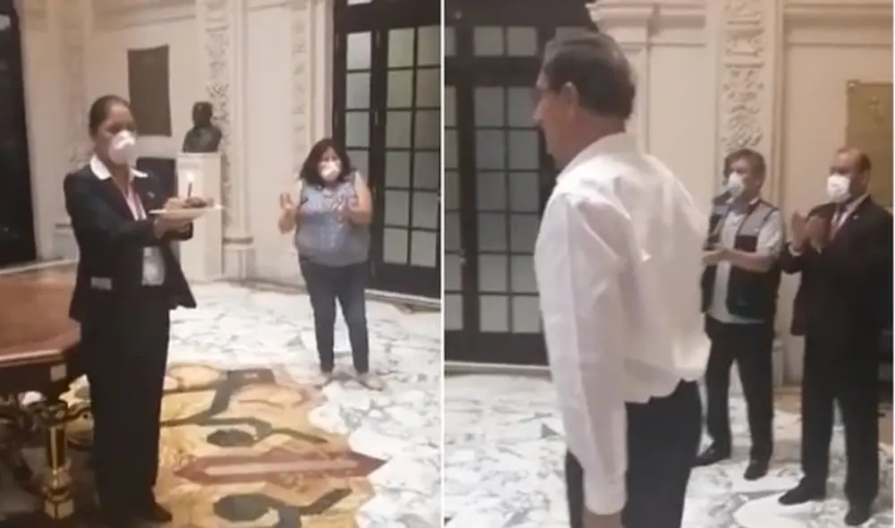 Trabajadores de Palacio de Gobierno homenajearon al presidente de la República por su onomástico. Foto: Presidencia. Trabajadores de Palacio de Gobierno homenajearon al presidente de la República por su onomástico. Foto: Presidencia.