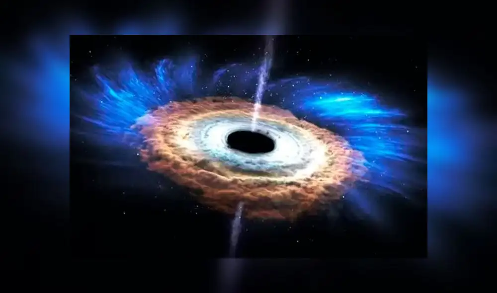 Representación de un agujero negro creada por la NASA.