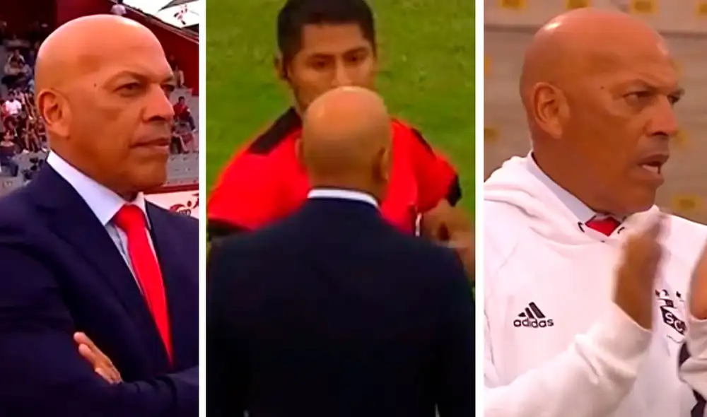 Árbitro solicitó a Mosquera ponerse un chaleco encima del saco y decidió ponerse un buzo. Foto: Captura