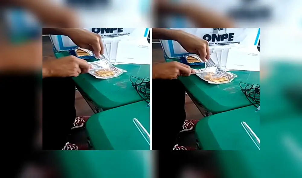 Vía Facebook: risas por miembro de mesa que se grabó usando cubiertos para comer 'almuerzo' de la ONPE [VIDEO]