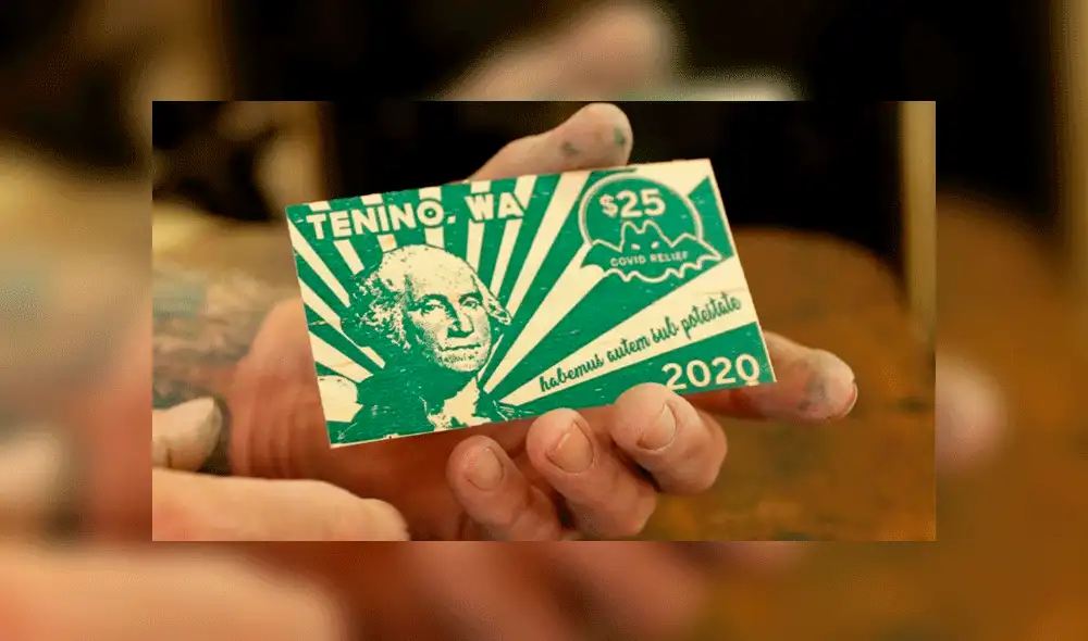 Los billetes son conocidos como "dólares Tenino" o "dólares COVID". Foto: AP.