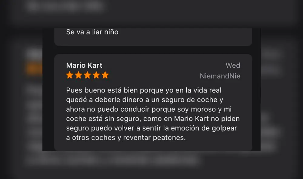 Las hilarantes 'opiniones' de Mario Kart Tour.