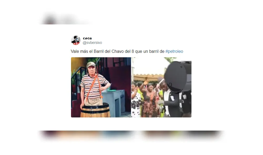 La caída histórica del petroleo inspiró memes de los usuarios de las redes sociales. (Foto: Captura) La caída histórica del petroleo inspiró memes de los usuarios de las redes sociales. (Foto: Captura)