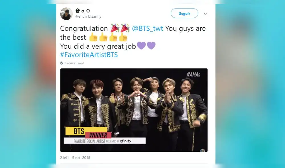 American Music Awards 2018: BTS se coronó como Artista Social Favorito y fans reaccionan