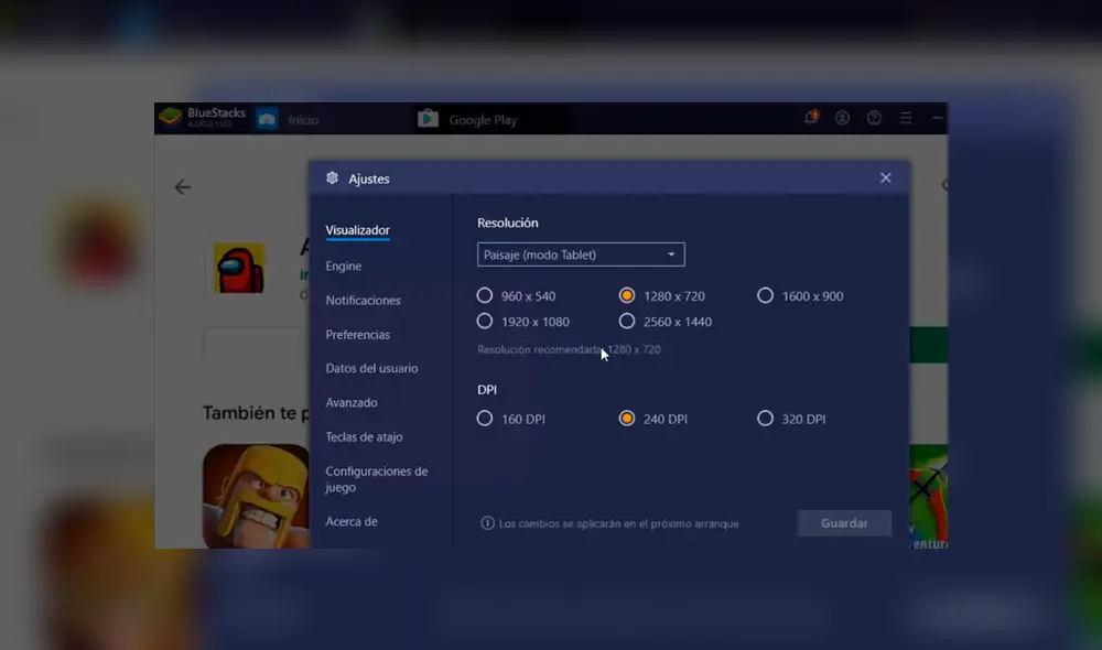 Configura tus opciones y controles a tu gusto. Imagen: captura.
