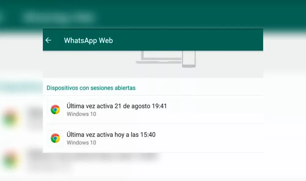 Cerrar sesiones desde WhatsApp Web.