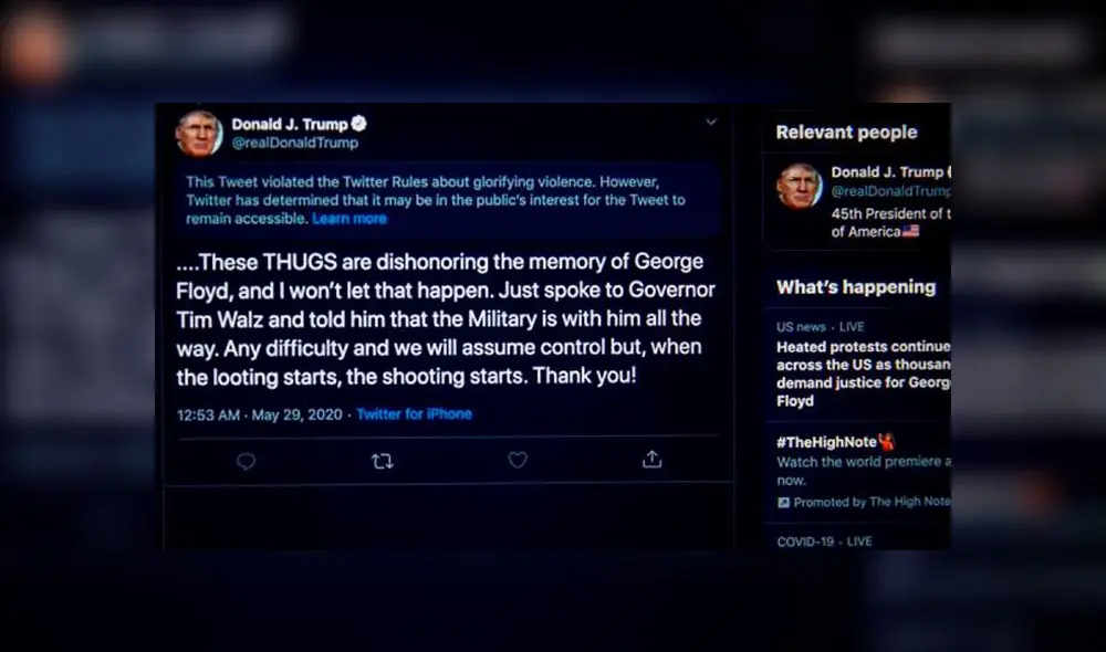 Captura de la cuenta oficial de Twitter de Donald Trump. Foto: EFE. Captura de la cuenta oficial de Twitter de Donald Trump. Foto: EFE.