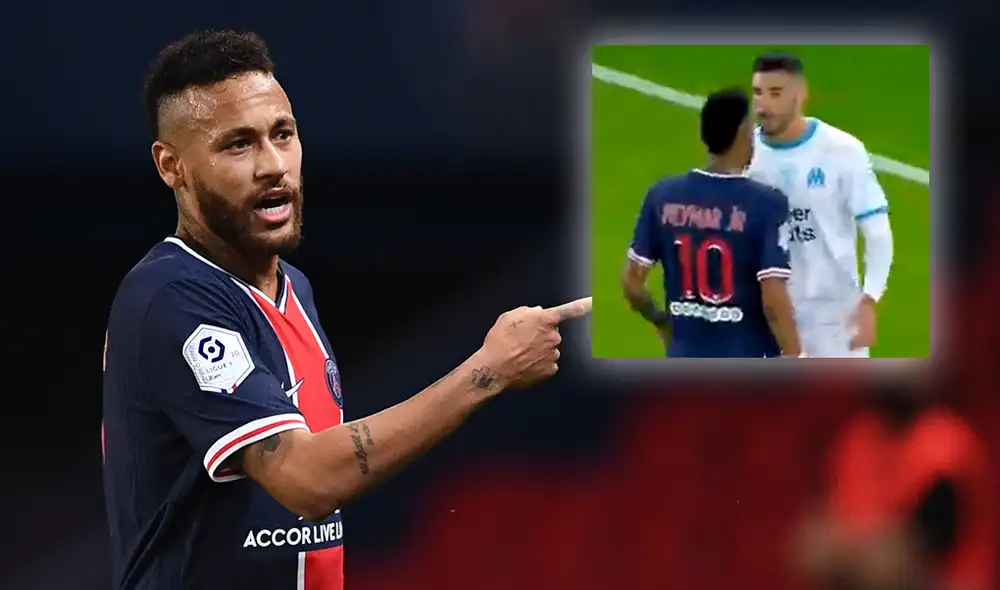 Neymar envía mensaje a Álvaro González al término del partido PSG vs. Marsella. Foto: AFP