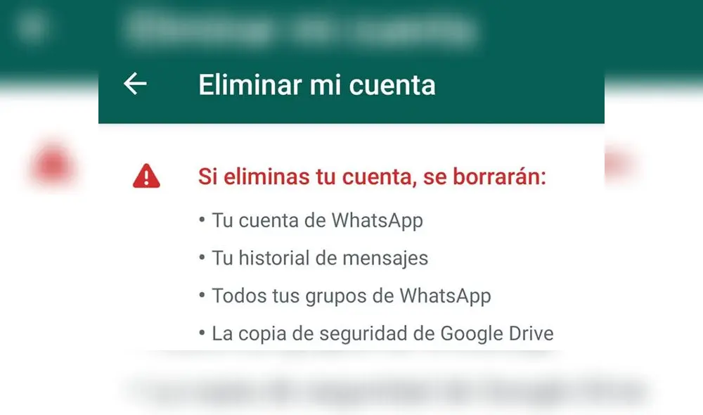 WhatsApp no elimina la cuenta de forma automática.