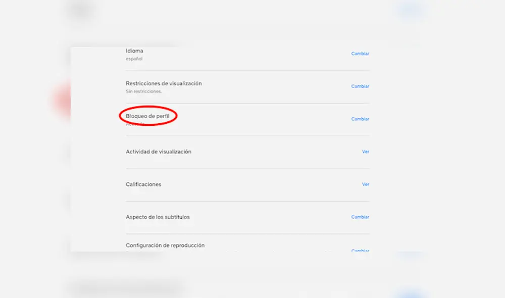 Sigue estos pasos para ponerle clave a tu perfil de Netflix. Foto: Captura.