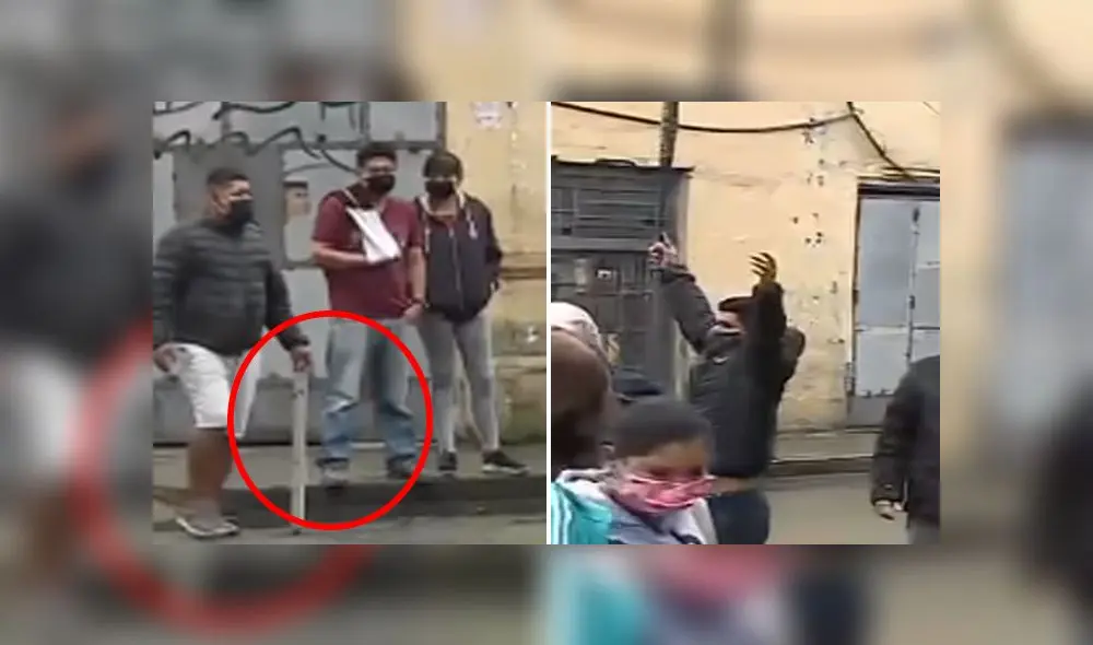 Vecinos se organizan con palos para repeler a ambulantes de la avenida Grau. Créditos: Captura América. Vecinos se organizan con palos para repeler a ambulantes de la avenida Grau. Créditos: Captura América.