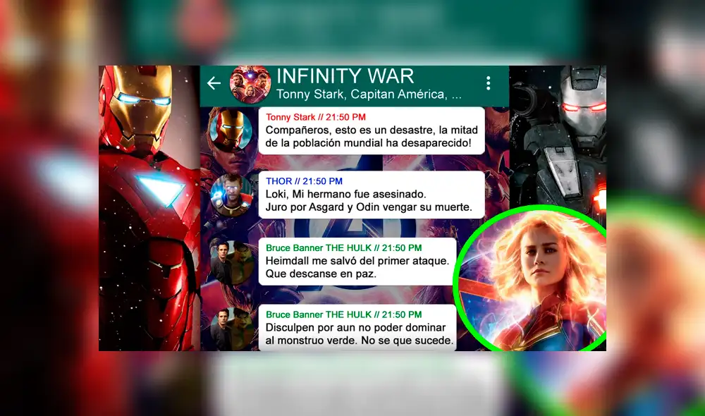 WhatsApp: esta fue la conversación de la Capitana Marvel con Los Vengadores previo a Avengers 4 [FOTOS]