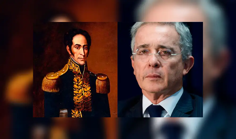 El Libertador Simón Bolívar y el exmandatario de Colombia, Álvaro Uribe. Foto: Artnet / Leigh Vogel / AFP El Libertador Simón Bolívar y el exmandatario de Colombia, Álvaro Uribe. Foto: Artnet / Leigh Vogel / AFP