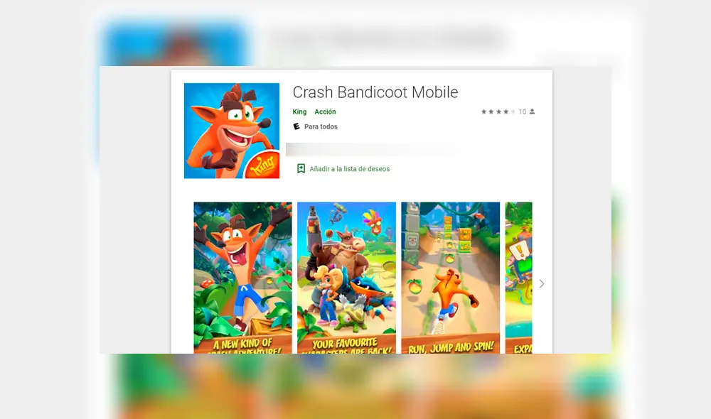 Crash Bandicoot Mobile apareció sorpresivamente en algunas regiones del mundo como descarga para Google Play .