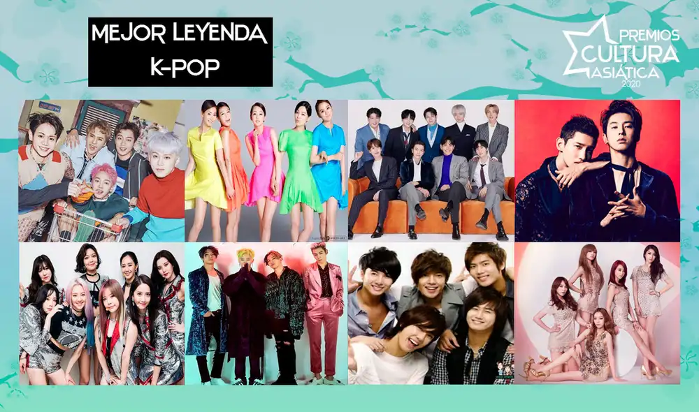 Todos los nominados a mejor leyenda K-pop de los PCA 2020. Foto: composición La República