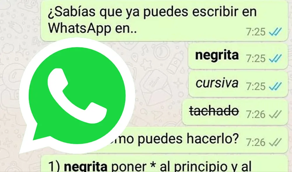 Con este truco podrás poner en negrita, cursiva y tachado en tus chats de WhatsApp. Foto: Trecebits Con este truco podrás poner en negrita, cursiva y tachado en tus chats de WhatsApp. Foto: Trecebits